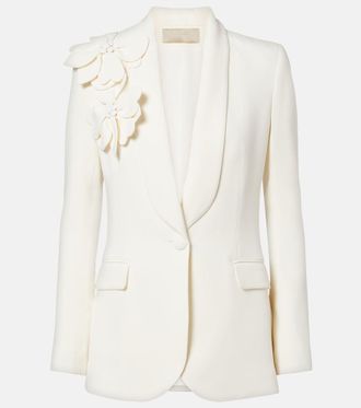 Elie Saab Floral-appliqu&eacute; cady blazer