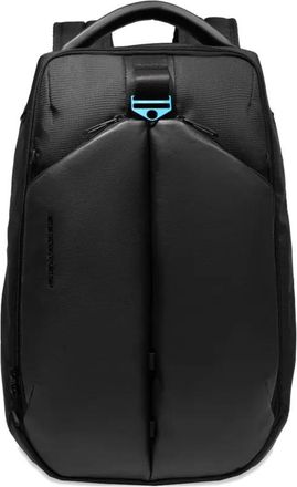 Piquadro panelled backpack - unisex - Recycled Nylon/Calf Leather - OS - Black