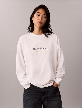 Calvin Klein Jeans Calvin Klein Womens Denim Applique Monologo Tee - White - XL