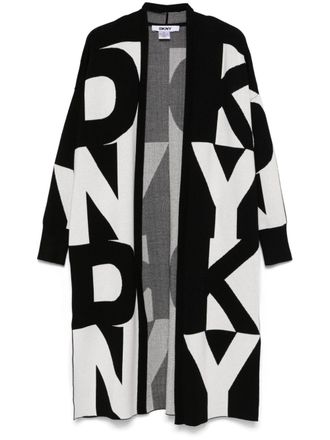 DKNY logo-print cardigan - women - Rayon/Nylon - XS/S - Black
