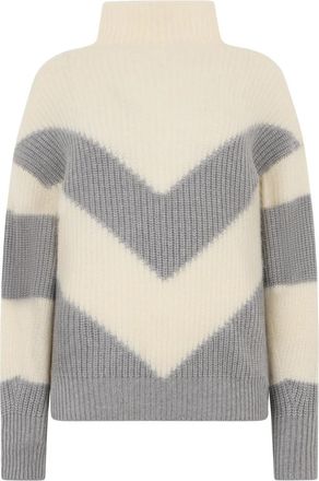 PESERICO Zigzag Trui met Hoge Kraag - Dames - Coltruien - Veelkleurig - L - Wol - Truien & Vesten