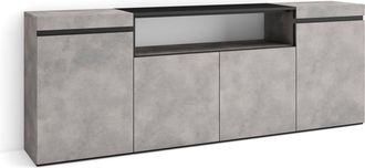 Skraut Home Aparadores Para Sal&oacute;n, Gran Capacidad De Almacenaje, 200x75x35cm, 4 Puertas, Armario, Zapatero, Estilo Moderno, Gris Cemento - Skraut Home