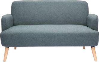 Miliboo Sof&aacute; N&oacute;rdico 2 Plazas De Tela Verde Gris&aacute;ceo Y Madera Clara Isko
