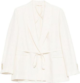 Seventy Blazer jacket in white cotton with lace