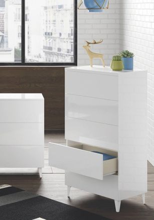 No Brand No Brand - C&oacute;moda Roseville, Semanal Con 5 Cajones, Tocador Para Dormitorio, Semanario Moderno, Cm 61x40h117, Blanco