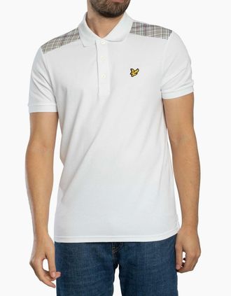 Lyle & Scott Mens Lyle & Scott Check Panelled Polo Shirt WHITE - Size: 40