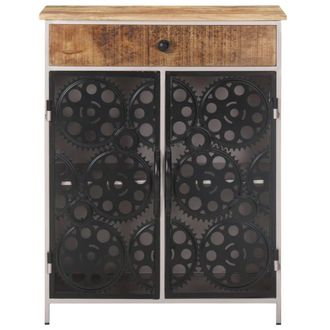 Berkfield Home Sideboard 60x35x75 cm Rough Mango Wood & Iron in Brown | Size: 60 x 35 x 75 cm