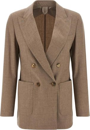 Max Mara Harald double-breasted blazer - women - Cashmere/Lycra/Lyocell - 42 - Neutrals