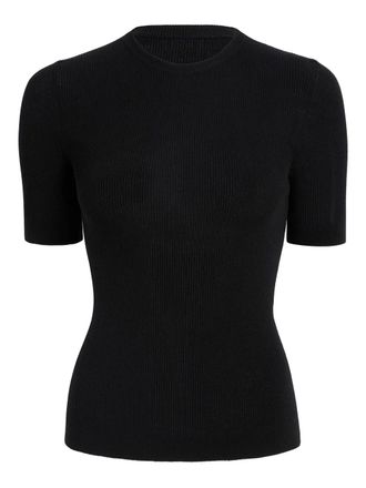 Khaite Celina short-sleeved crew-neck T-shirt - women - Merino/Polyamide/Polyurethane - S - Black