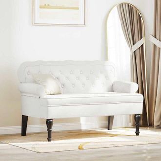 vidaXL vidaXL Panca Chesterfield Bianco 119,5 x 64,5 x 75 cm Pelle Sintetica