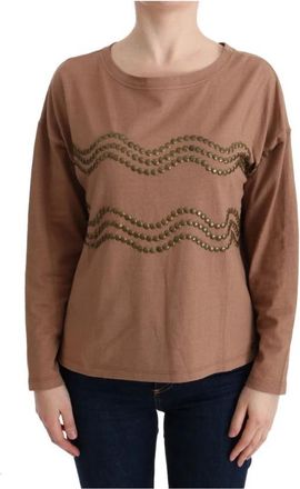 John Galliano Bruine katoenen trui met ronde hals - Dames - Longsleeves - Bruin - S - Katoen - Tops