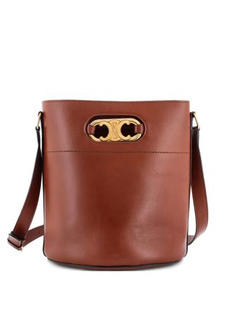 Celine Maillon Triomphe Leather Medium bucket bag - Marrone