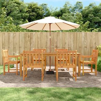 Berkfield Home 7 Piece Garden Dining Set Solid Wood Acacia in Brown