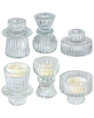 Kate Aspen Set Of 4 Ribbed Candlestick/Tealight Holders
