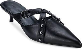 Yosi Samra Alexis Pointed Toe Kitten Heel Mule in Black at Nordstrom, Size 9.5