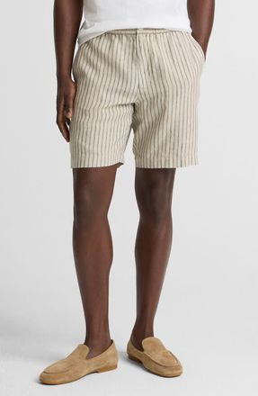 Vince Ballstone Stripe Hemp Drawstring Shorts in Parchment/Coastal Stripes at Nordstrom, Size X-Large