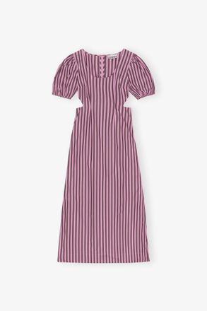 Ganni Pink Striped Cotton Cutout Dress - Size 10/12 Organic