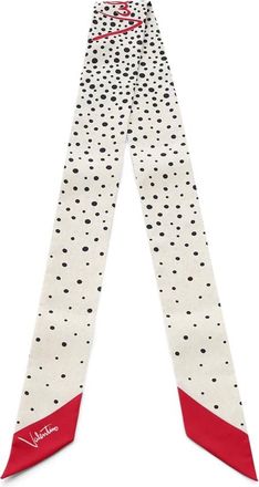Valentino Accessoires, Dames, Beige, ONE Size, Polka-dot Zijden Twilly