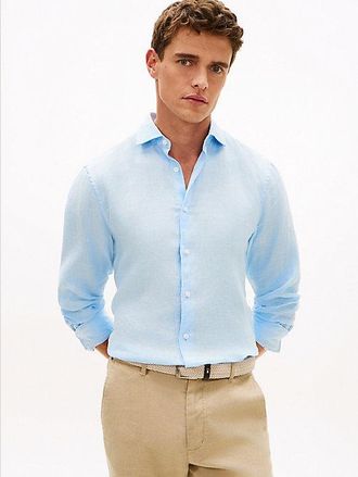 Tommy Hilfiger New York Label Slim Fit Pure Linen Shirt