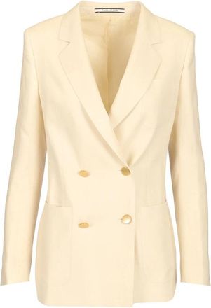 Tagliatore Nayade Double-Breasted Blazer - Dames - Blazers - Wit - M - Linnen - Jassen