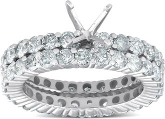 Pompeii3 3ct Diamond Eternity Wedding Engagement Matching Ring Setting 14k White Gold Size Selectable