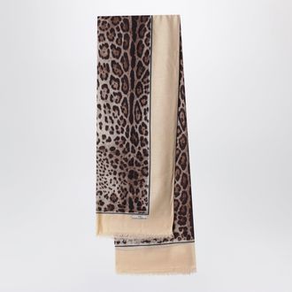 Dolce & Gabbana Kim leopard-print modal and cashmere scarf, nude