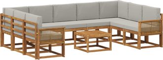 vidaXL Conjunto De Sof&aacute;s De Exterior 10 Uds. Natural Y Gris Claro Vidaxl