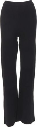 Nanushka black viscose nylon knitted wide leg pants