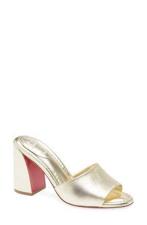 Christian Louboutin Jane Slide Sandal in G306 Platine/Lin Platine at Nordstrom, Size 12Us
