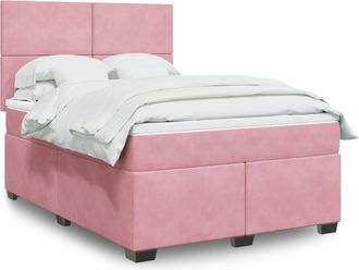 vidaXL Vidaxl - Giroletto A Molle Con Materasso Rosa 140x190 Cm In Velluto