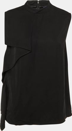 Roberto Cavalli Black Crepe Draped Sleeveless Top