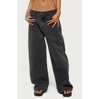 Edikted Nichol Low Rise Baggy Jeans in Black-Washed at Nordstrom, Size X-Small
