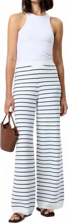 French Connection Marley Knit Striped Wide Leg Pants In White