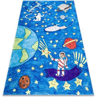 RugsX Rugsx - Alfombra Lavable Bambino 2265 Cohete Espacial Para Ni&ntilde;os Antideslizante - Azul Blue 120x170 Cm