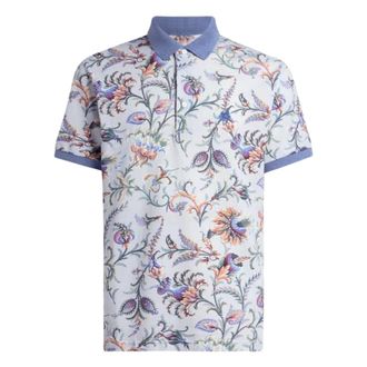 Etro Etro, Polo Shirts, male, Multicolor, Size: S Cotton Polo Shirt with Floral Motif