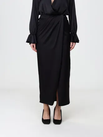 Hanita Draped High-Waisted Satin Long Pencil Skirt