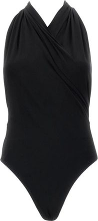Andamane Body met halternek en draperie - Dames - Bodies - Zwart - XS - Tops