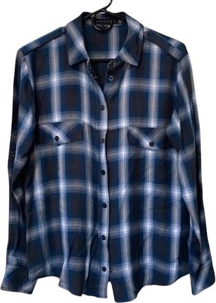 Sanctuary Womens Long Sleeve Plaid Blouse In Teal
