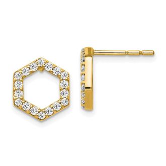 Diamond2Deal 1/2 ct Lab Grown Diamond Hexagon Stud Earrings 14k Gold VS Clarity, D-E Color