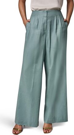 DKNY Wide Leg Linen Blend Pants in Waterlily at Nordstrom, Size 14