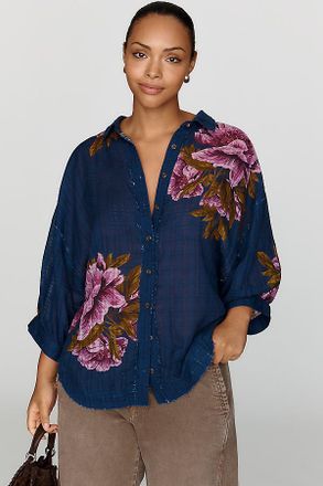 Pilcro Batwing Printed Buttondown Shirt