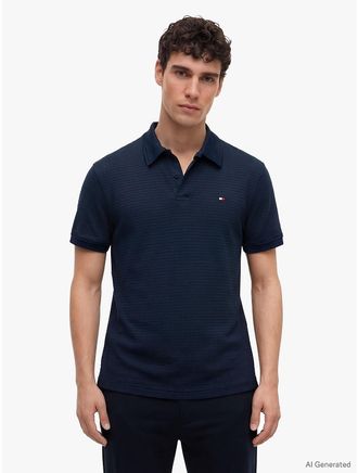 Tommy Hilfiger Mens TH Performance Regular Fit Flex Polo - Light Navy - L