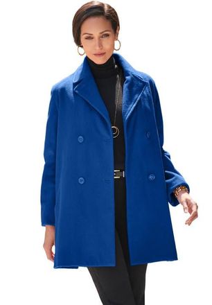 Jessica London A-Line Wool Peacoat in Dark Sapphire at Nordstrom, Size 12