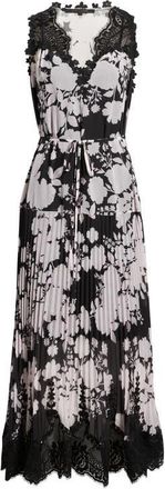 Kobi Halperin Liora Floral Lace Detail Pleated Dress in Pale Pink Multi at Nordstrom, Size X-Large