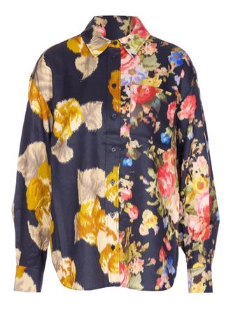 Essentiel floral-print shirt - women - Lyocell - M - Blue