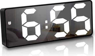 OEM Reloj Despertador Digital, Reloj Digital Con Espejo Led De 6,7 Pulgadas, Despertador De Mesita De Noche, Alarma Matutina, Activaci&oacute;n Por Voz/sin Ticta