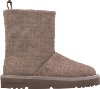 Fendi Apres Chic Laarzen - Dames - Winterlaarzen - Grijs - 36 EU - Leer - Schoenen