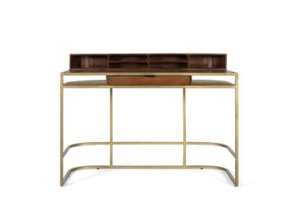 Giner&Colomer Escritorio fabricado a mano en madera de mango y estructura dorada