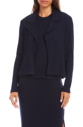 Karen Kane Notch Lapel Rib Jacket in Navy at Nordstrom, Size X-Small