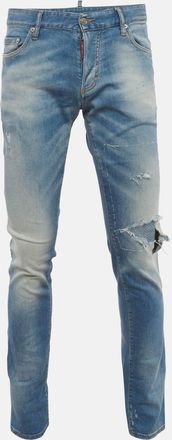 Dsquared2 Blue Faded Denim Distressed Jeans L/waist